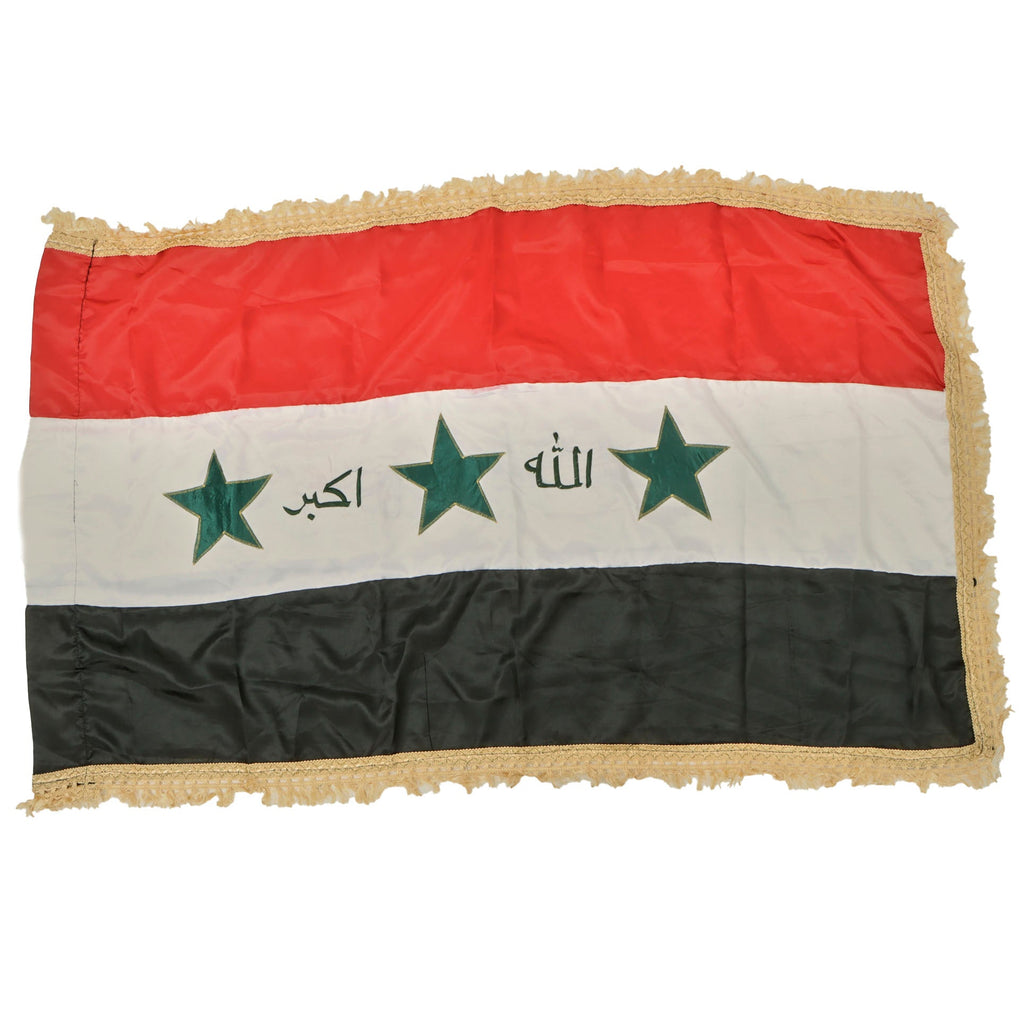 Original Iraqi National Battle Flag with Fringe - Operation Iraqi Freedom Bring Back - 30 x 50” Original Items