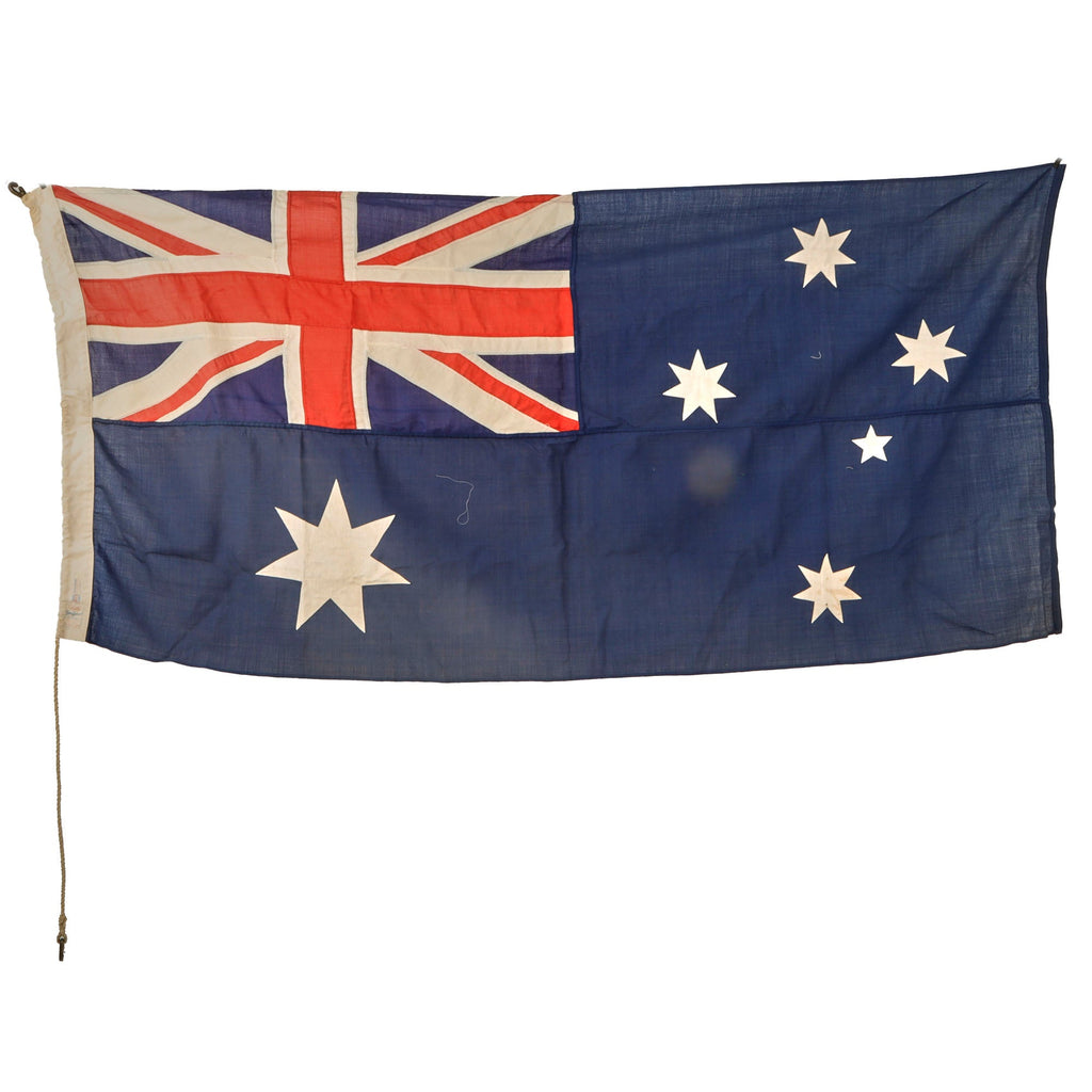 Original Australian Post-WWII Era Applique Large Heavy Cotton Flag by Evan Evans of Melbourne - Official Flagmaskers for XVIth Olympiad 1956 - 31 x 70” Original Items