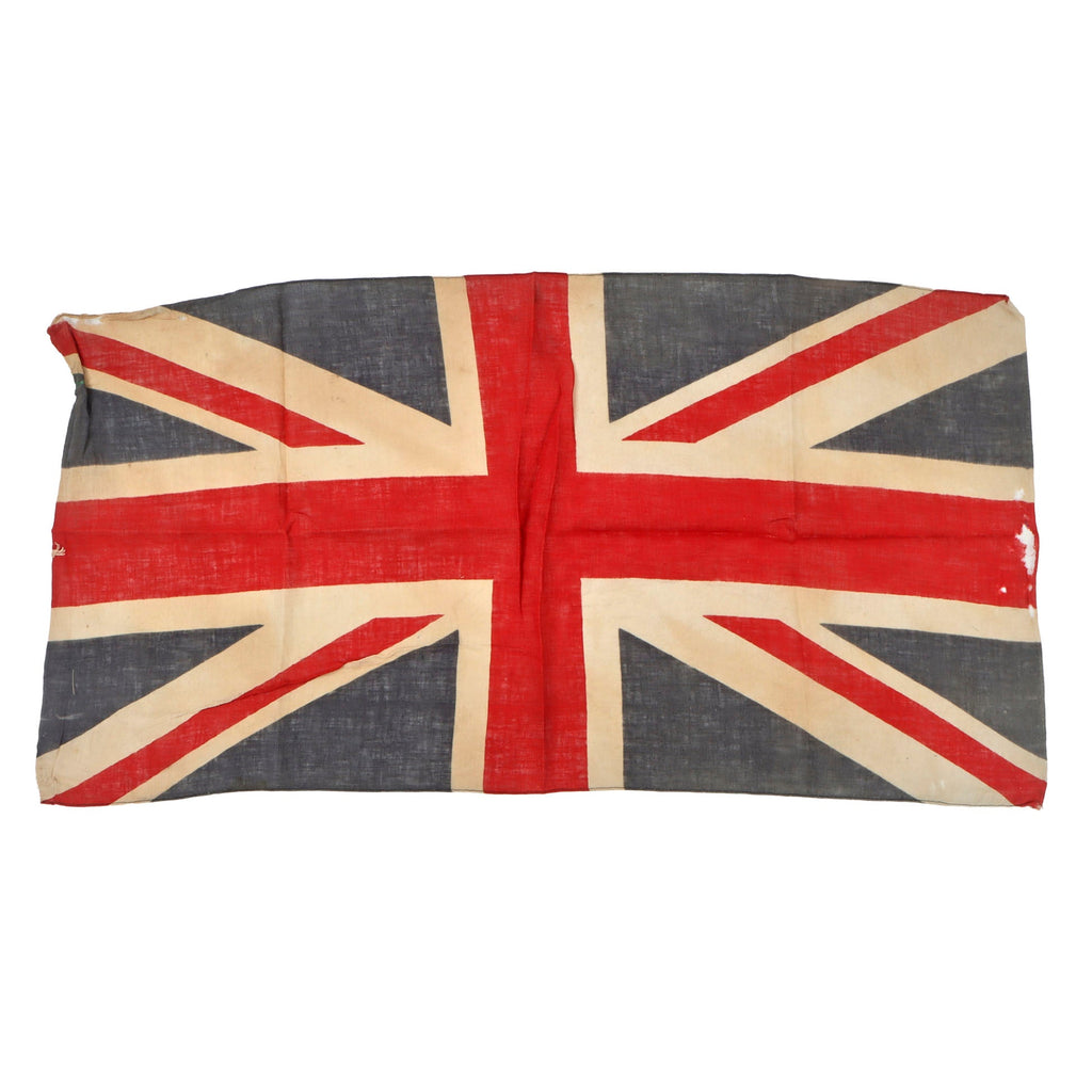 Original British WWI WWII Era Large Union Jack Printed Wool Flag - 17 x 31” Original Items