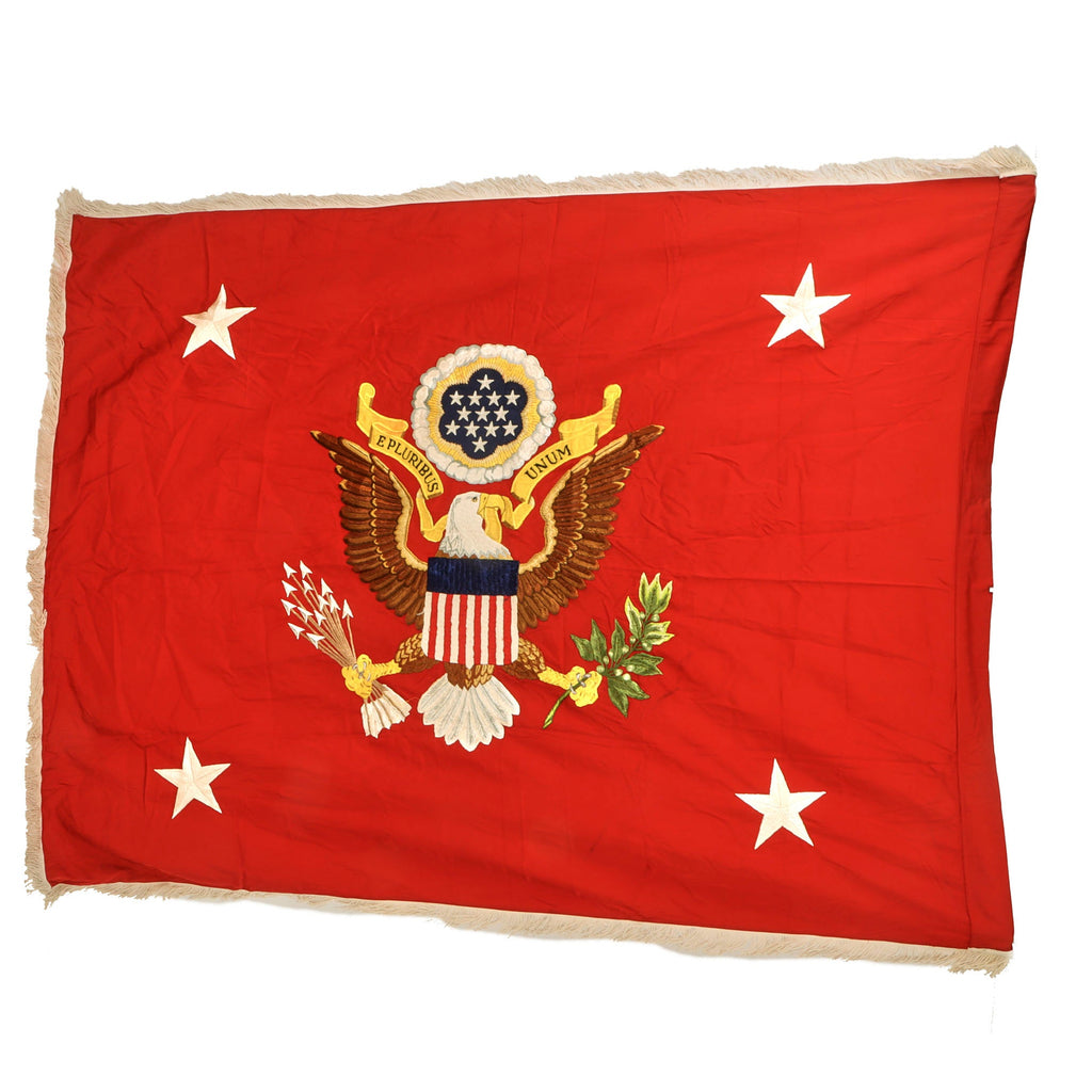 Original U.S. Post-Vietnam War 1976-Dated Embroidered Secretary of the Army Flag with Fringe - 52 x 66” Original Items