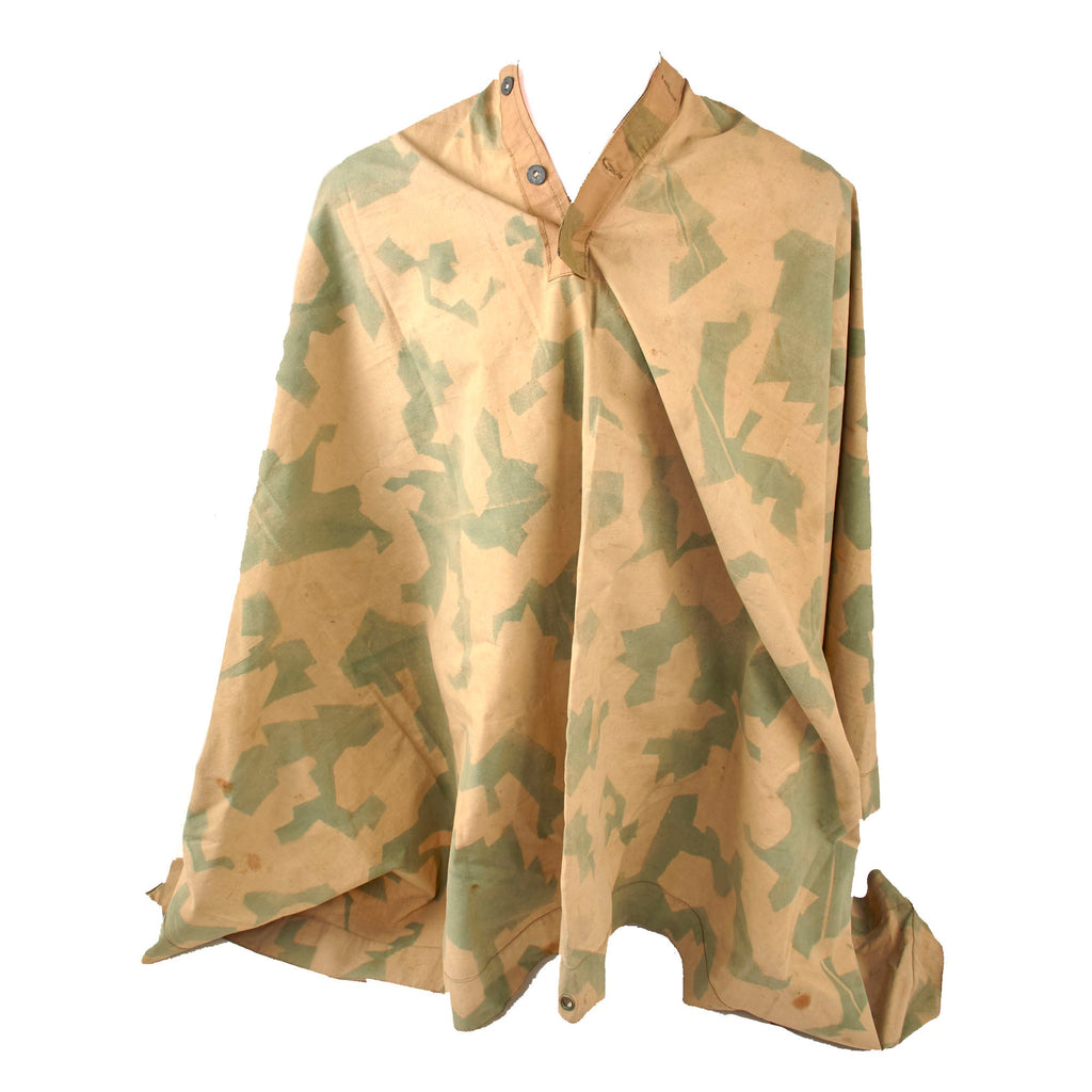 Original French WWII M-1935 Shelter Half Poncho with Rare Screen Printed Geometric Camouflage Pattern - dated 1940 Original Items