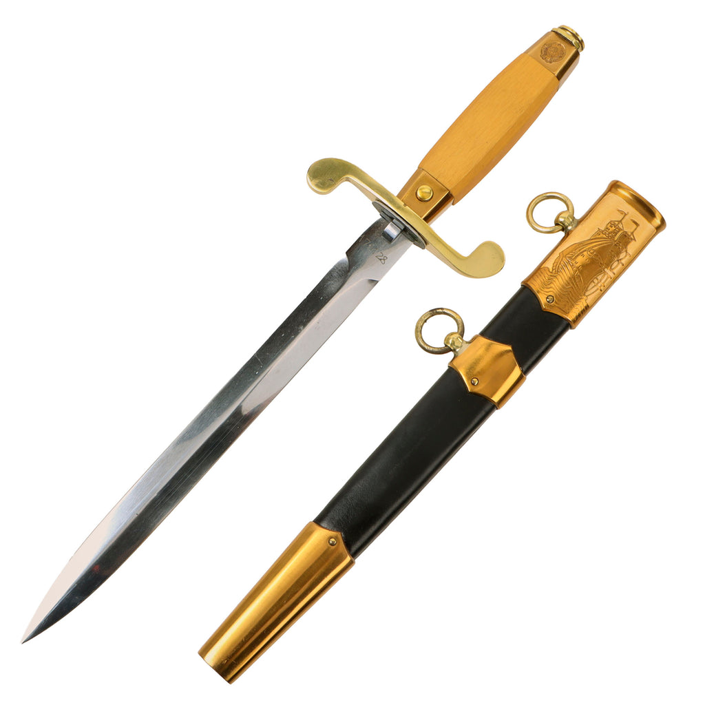 Original Russian Soviet Collapse Era Naval Dagger with Scabbard marked BULAT 1985 - Serial 176128 Original Items