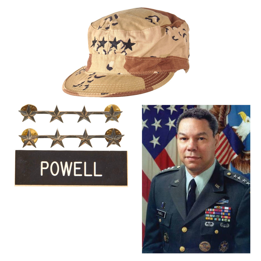 Original GWOT Era General Colin Powell Embroidered BDU Cap, Insignia, and Name Plate Original Items