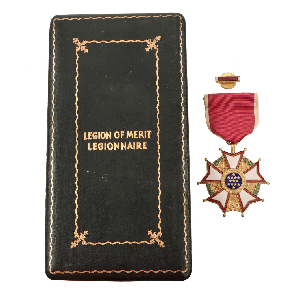 Original U.S. WWII Legion of Merit Legionnaire Degree With Slot Brooch & Lapel Device in Proper Case Original Items