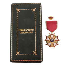 Original U.S. WWII Legion of Merit Legionnaire Degree With Slot Brooch & Lapel Device in Proper Case