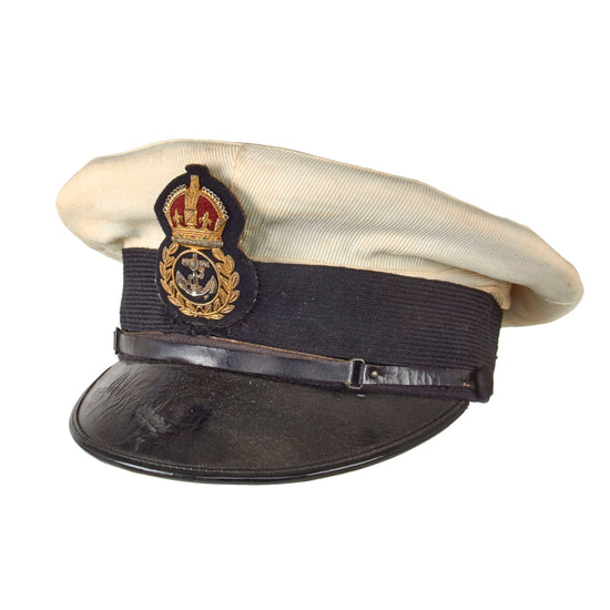 Original British WWII Navy Petty Officer’s Summerweight White Topped Visor Cap Original Items