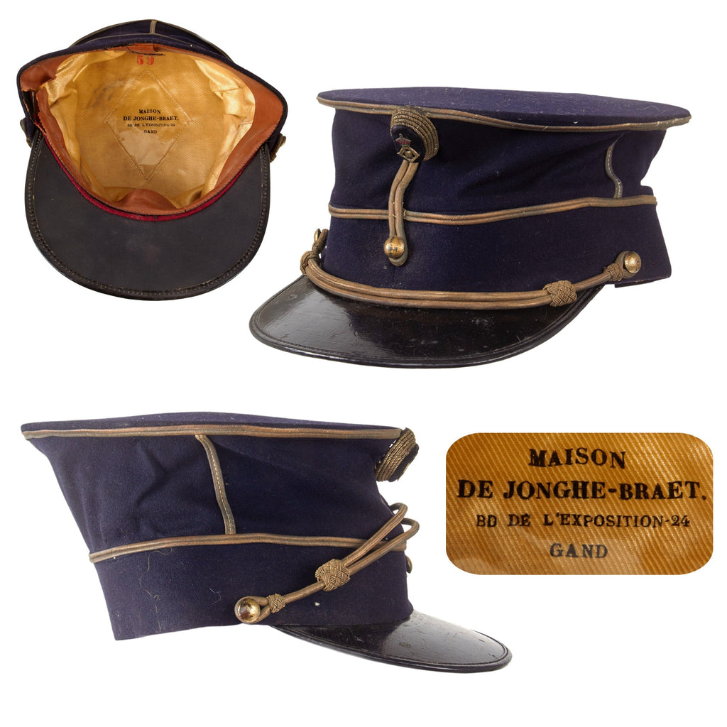 Original Belgian Pre-WWI Officer’s Kepi with Cockade by Maison de Jonghe-Braet of Gand - Size 59 Original Items
