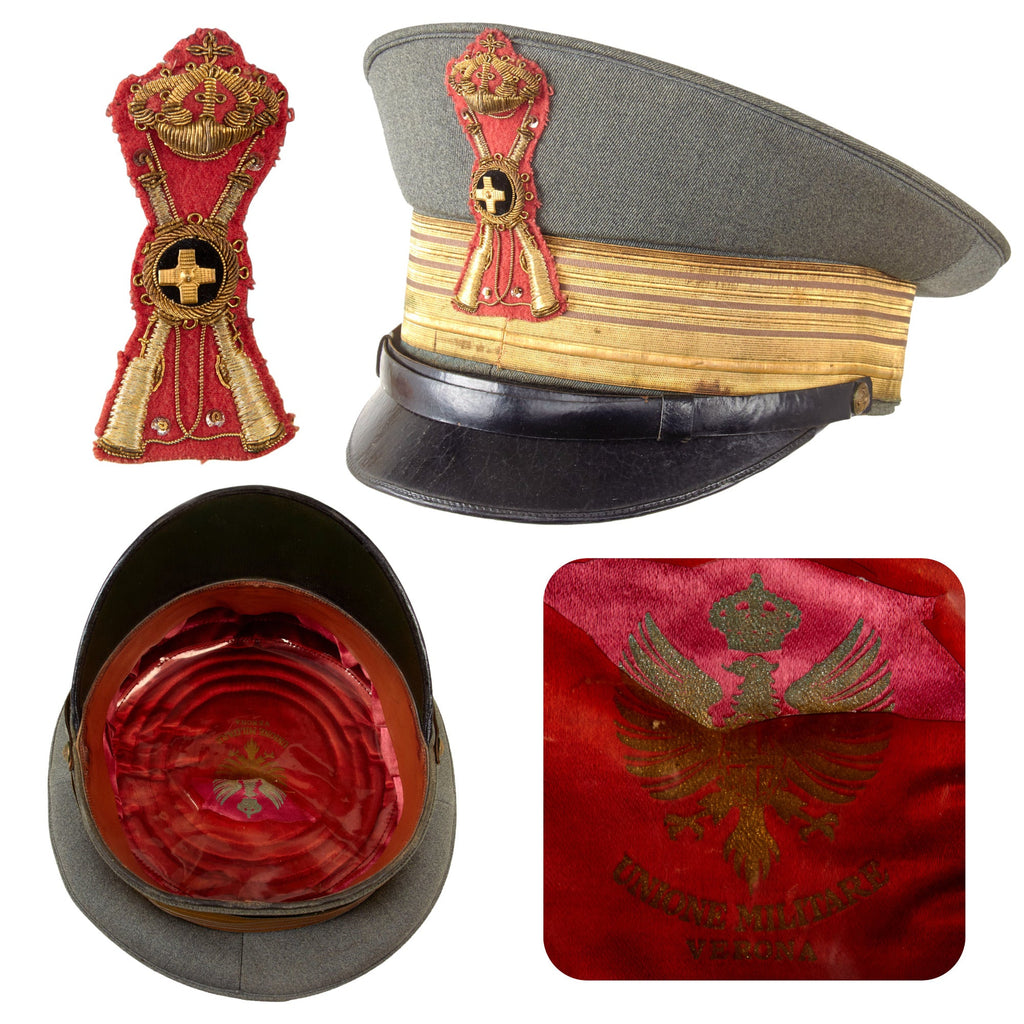 Original WWII Italian Royal Infantry Colonel Officer's Dress Peaked Visor Cap by Unione Militare of Verona Original Items