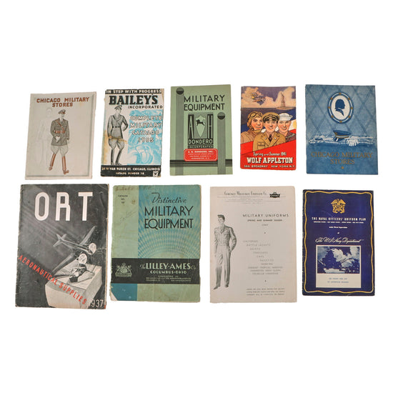 Original U.S. WWII Era Military Uniform & Equipment Catalog Lot - Lot of 9 Original Items