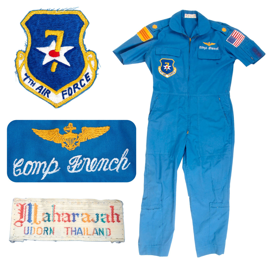 Original U.S. Vietnam War 7th Air Force-Assigned Navy Pilot’s Thai-Made “Sawadee” Party Flight Suit by Maharajah of Udorn, Thailand Original Items