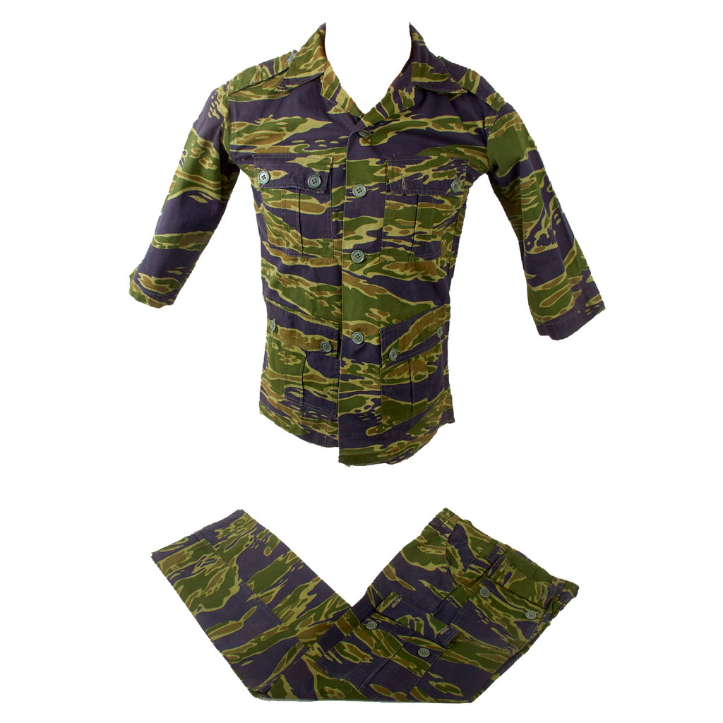 Original South Vietnamese Vietnam War AVRN Tigerstripe Uniform Set Shirt & Pants in Late War Style VNMC 7th Pattern - Dated 1973 Original Items