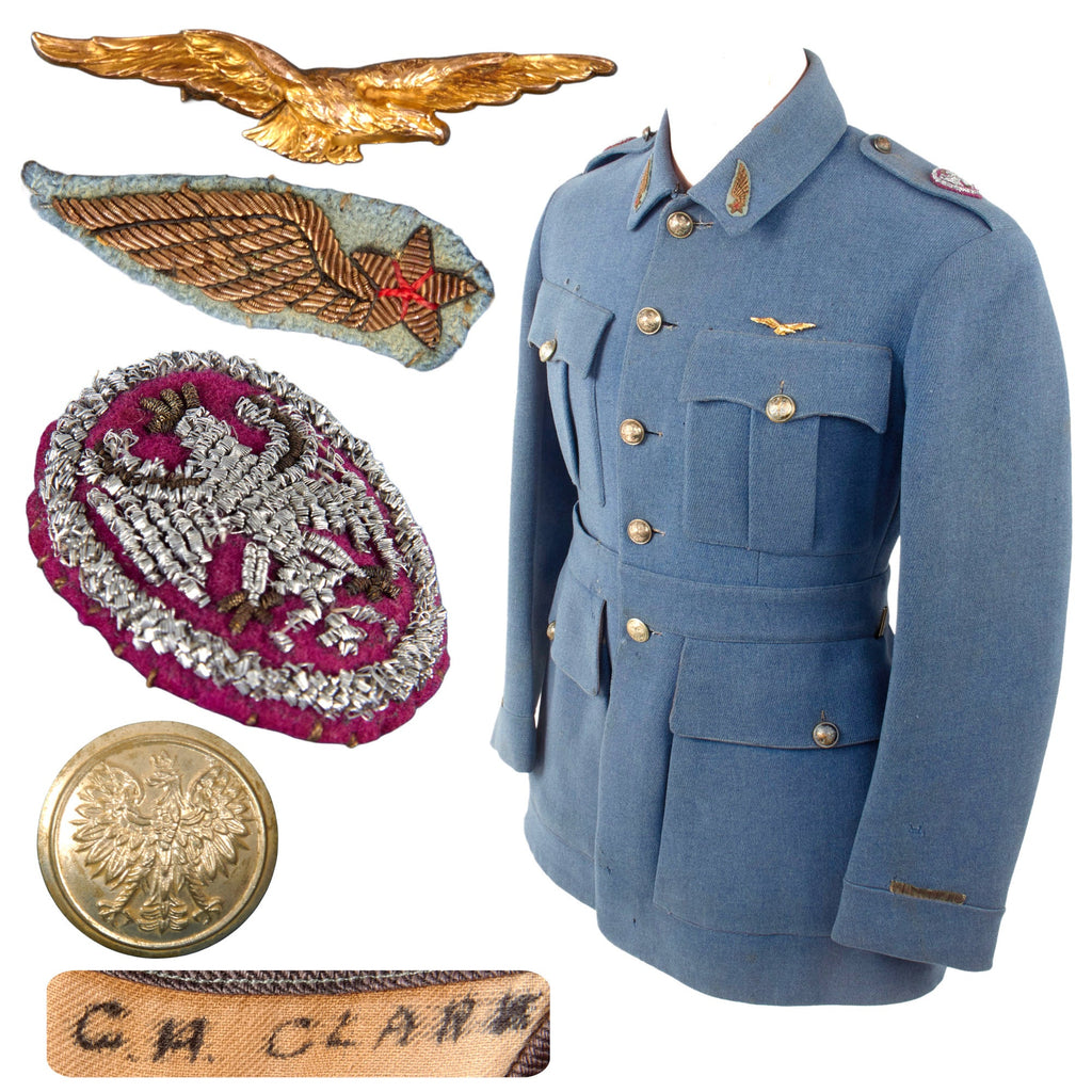 Original Polish WWI Haller’s Blue Army Pilot’s Uniform with Pilot’s Wings and Bullion Shoulder Board Patches - Extremely Rare Original Items