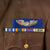Original U.S. WWII 8th Air Force Captain Officer’s British-Made Ike Jacket with Bullion Pilot Wings on Blue “Combat Crew” Field & English-Made Bullion SSI Original Items