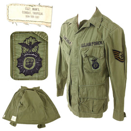 Original U.S. Vietnam Air Force Poplin Jungle Fatigue Shirt with “Incountry” Vietnamese-Made USAF Security Police Insignia