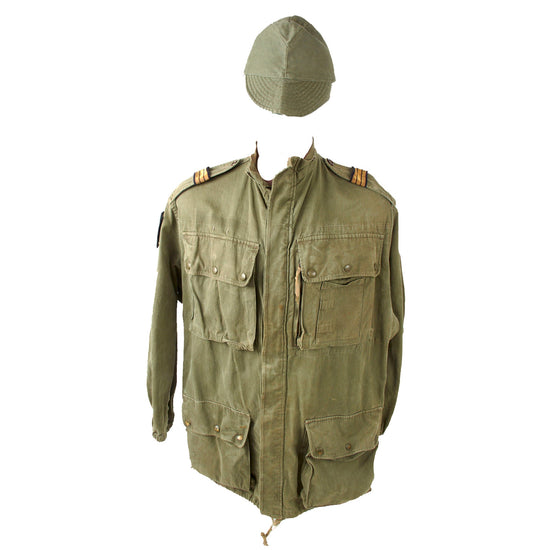 Original French First Indochina War Era TAP 47/56 Olive Drab Parachute Smock with Cap & 11th French Airborne Division Patch Original Items