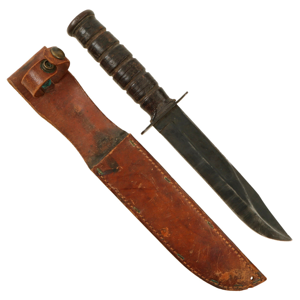Original U.S. WWII USMC Mark 2 KA-BAR Fighting Knife by CAMILLUS in Leather Sheath Original Items