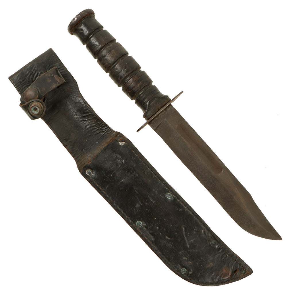 Original U.S. Vietnam War Era U.S.M.C. Mark 2 KA-BAR Fighting Knife by CAMILLUS in Oxblood Leather Sheath Original Items
