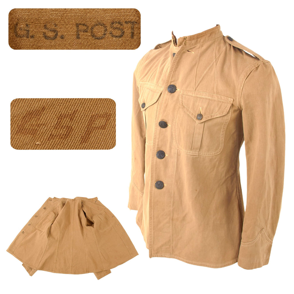 Original U.S. WWI U.S.M.C. Named P1912 Marine Corps Khaki Summer Uniform Tunic - George S. Post Original Items