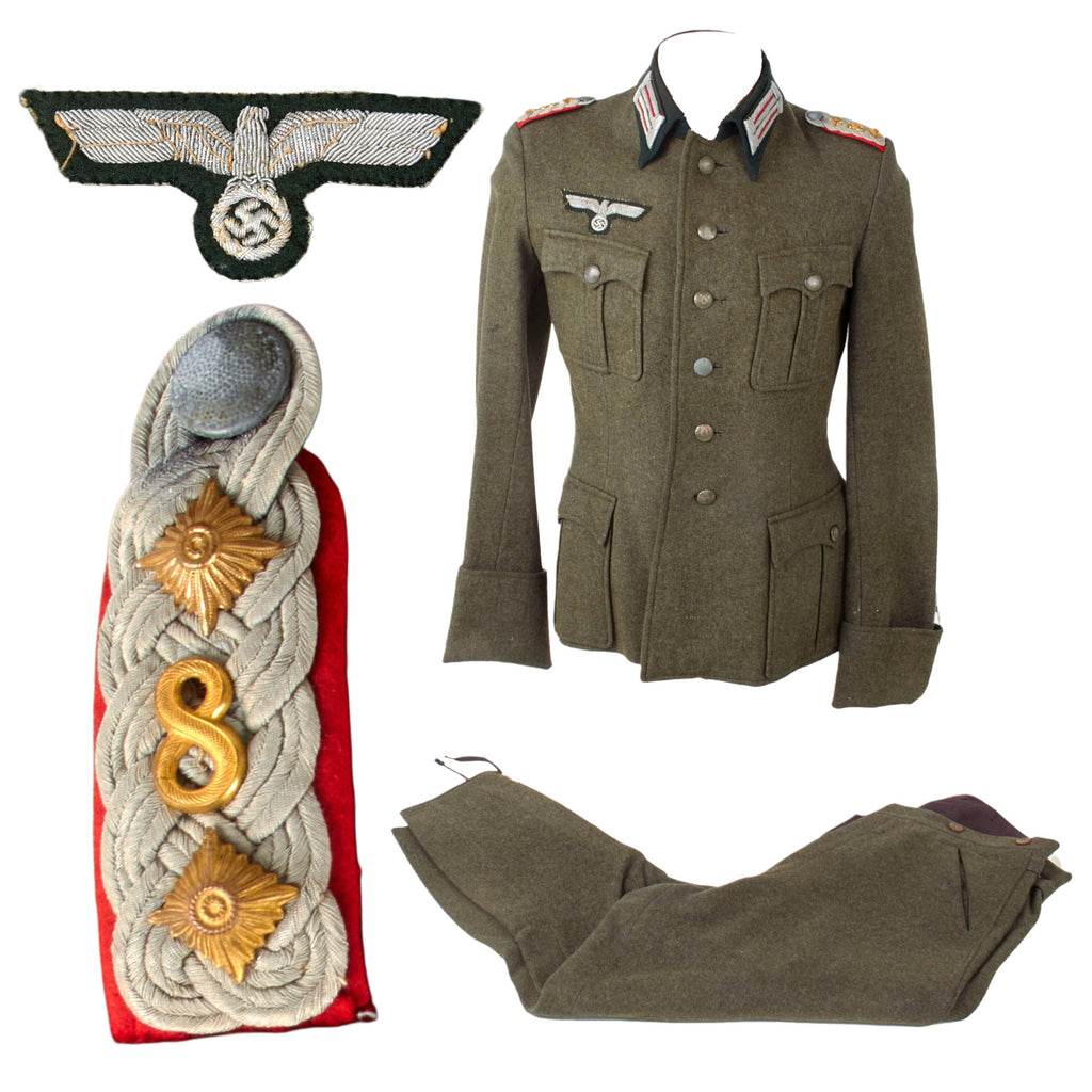 Original German WWII Heer Army 8th Artillery Regiment Oberst Officer M36 Field Service Combat Tunic with Breeches Original Items