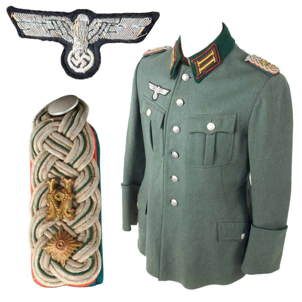 Original German WWII Administrative Oberstleutnant Lieutenant Colonel Military District Officer's Reichswehr-Style Service Tunic with Bullion Breast Eagle Original Items