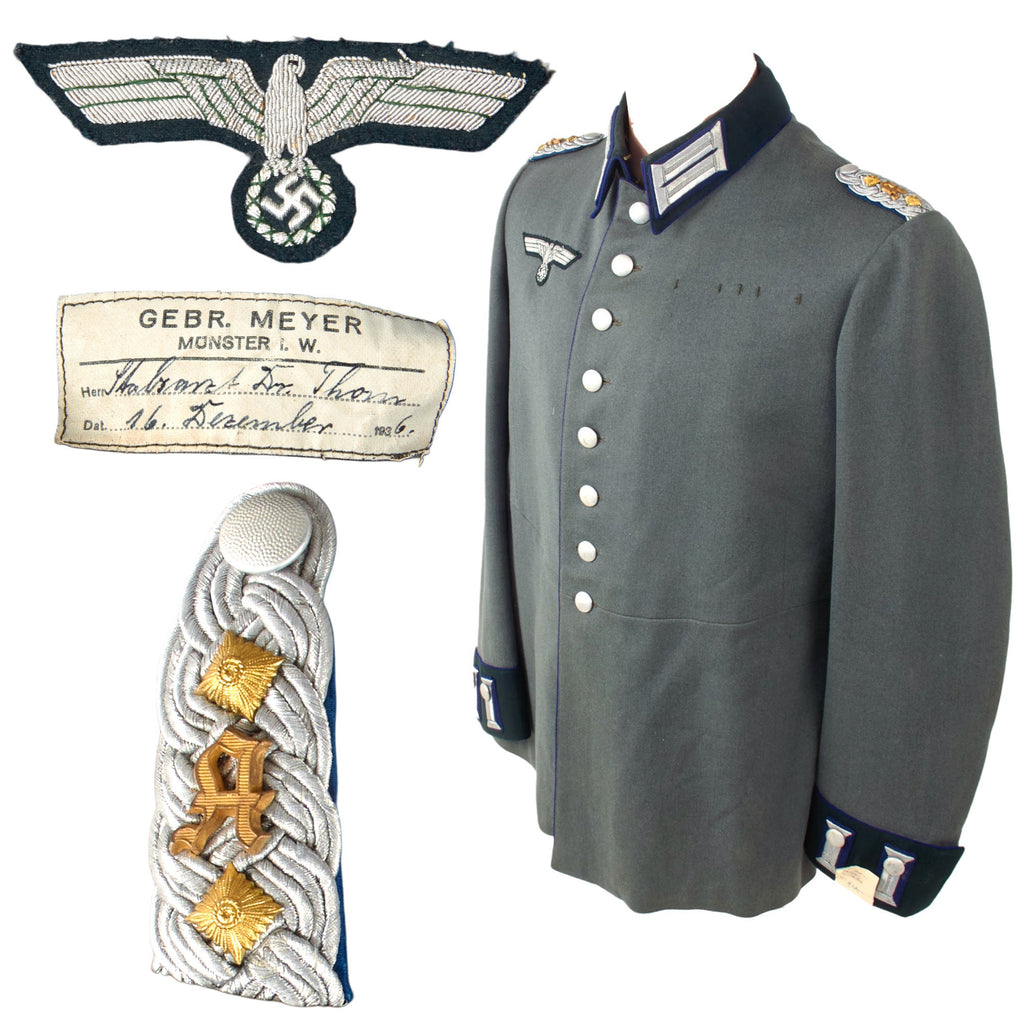 Original German WWII Named Heer Army Medical Academy Oberstarzt Officer M35 Waffenrock Dress Tunic - dated 1936 Original Items