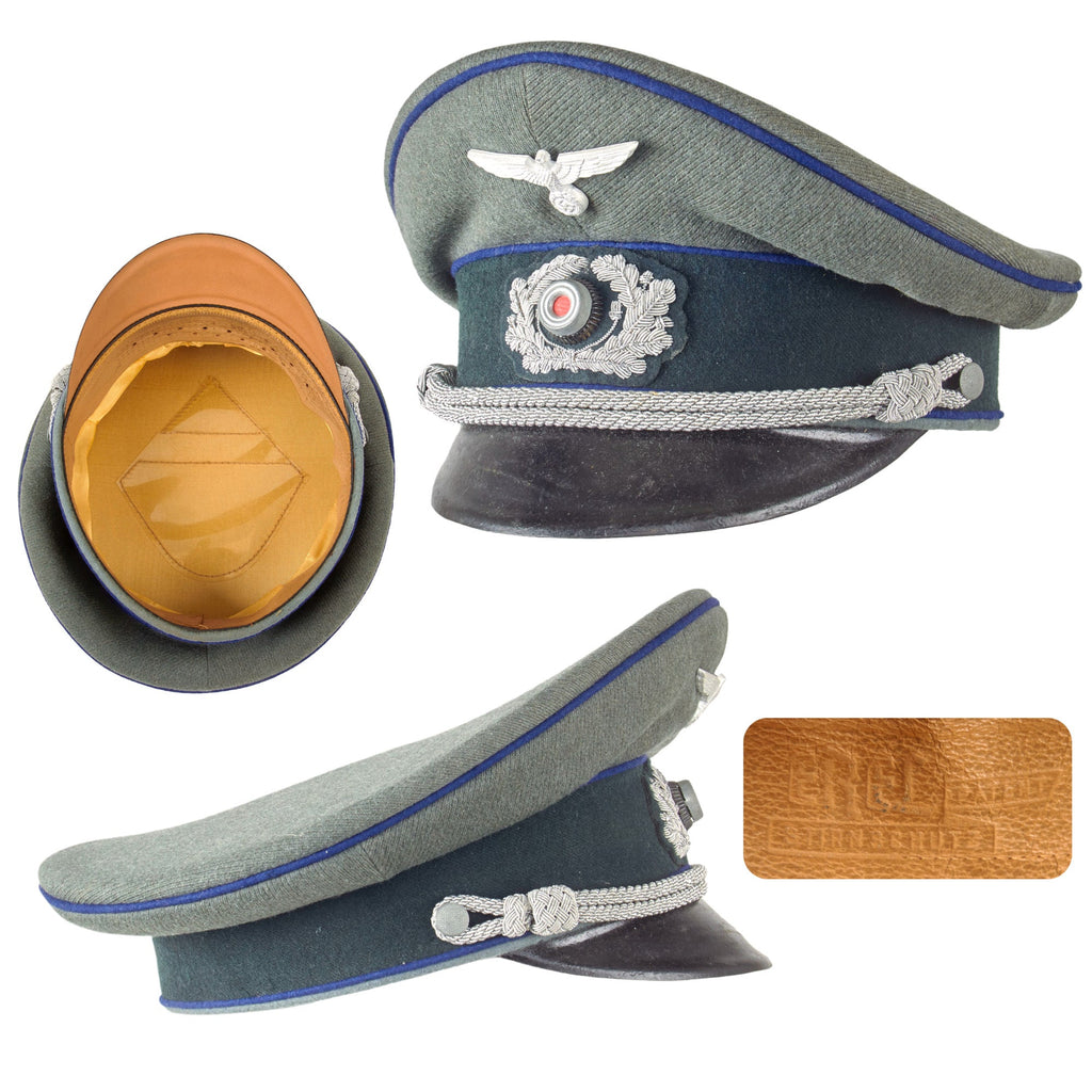 Original German WWII Heer Army Medical Officer Schirmmütze Visor Crush Cap by EREL Extra - Double Marked Original Items