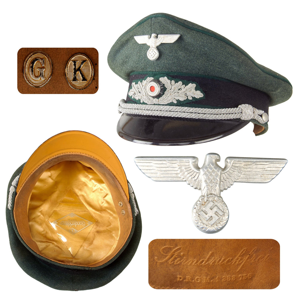 Original German WWII Forestry Service Officers Schirmmütze Visor Crush Cap with Initialed Sweatband Original Items