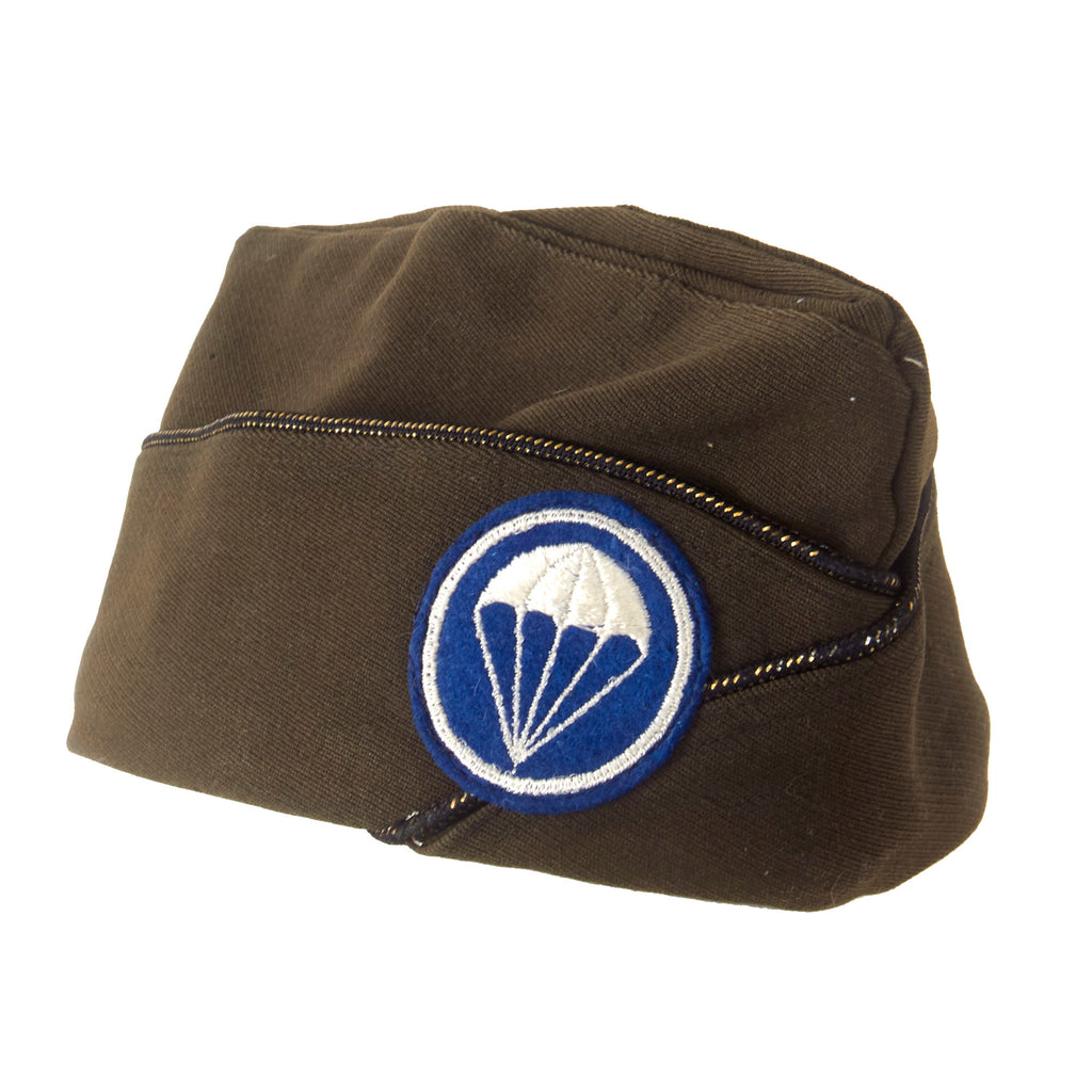 Original U.S. WWII Parachute Infantry Officer’s Garrison Cap with Officer’s Piping & Early Paratrooper Infantry Patch - Size 7