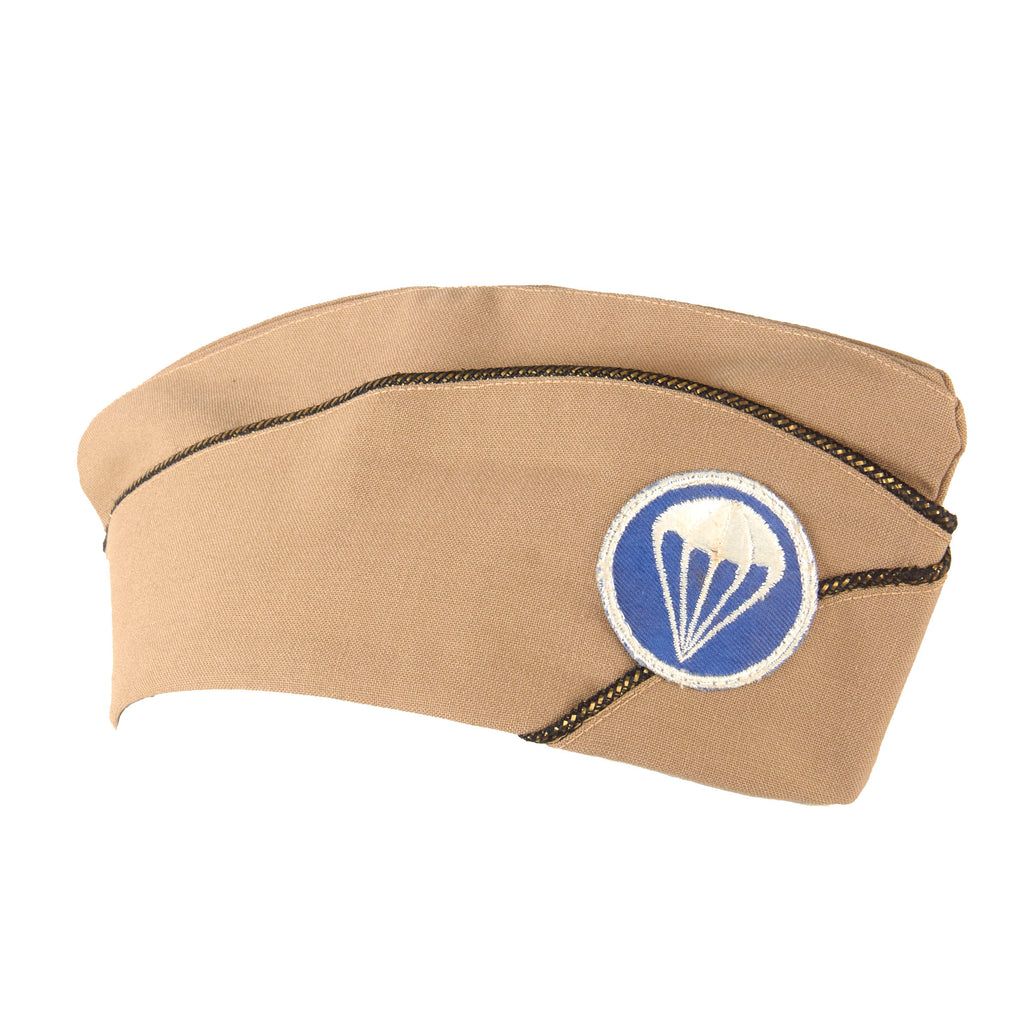 Original U.S. WWII Parachute Infantry Officer’s Garrison Cap with Officer’s Piping & Paratrooper Infantry Patch - Size 6 ⅝ Original Items
