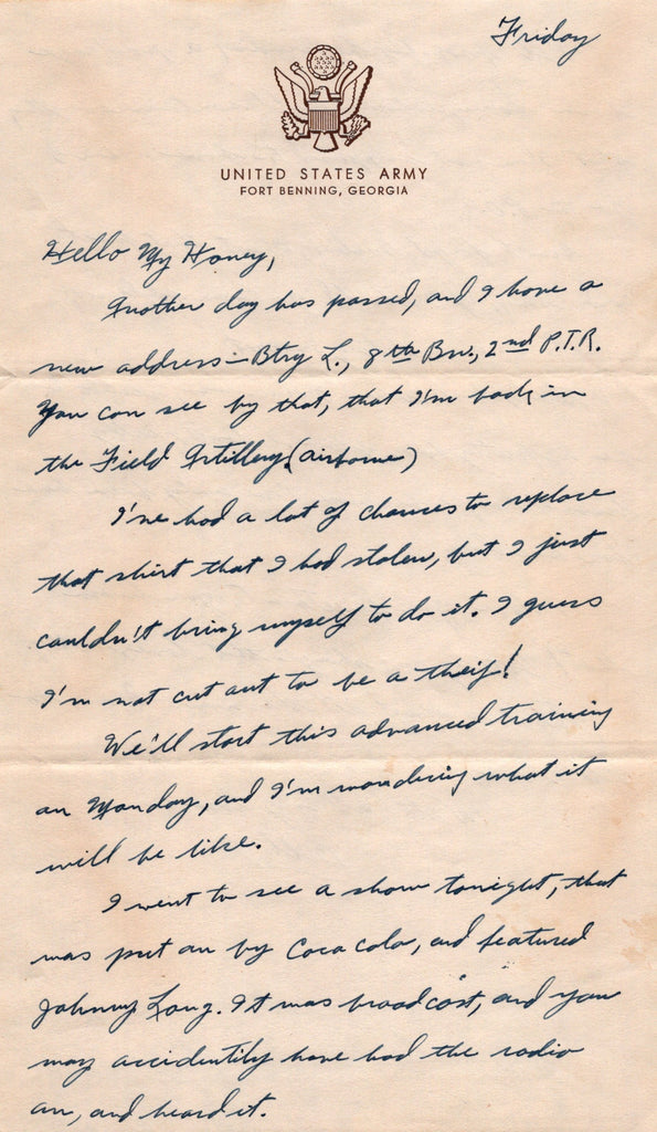 Original U.S. WWII Parachute Training Regiment Letter Lot - Pvt Merlyn Williams, 2th PTR Original Items