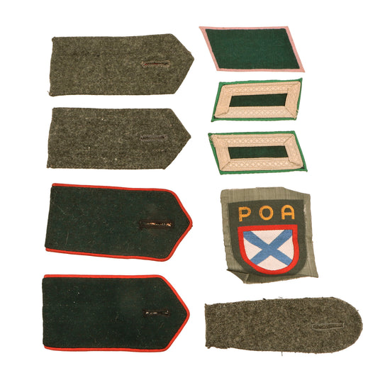 DRAFT Original German WWII Soviet Liberation Army Volunteers “ROA” POA Cossack Insignia Lot - Two Shoulder Board Pairs and Collar Insignia Pairs - 11 Items Total (Copy) Original Items