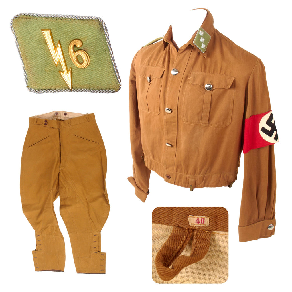 Original German WWII SA Thuringia Group SA-Sturmführer Officer Brown Shirt Tunic with Breeches and Armband Original Items