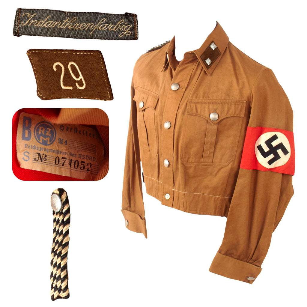 Original German WWII SA Lower Saxony Group SA-Truppführer NCO Brown Shirt Tunic with Corduroy Breeches and Armband Original Items