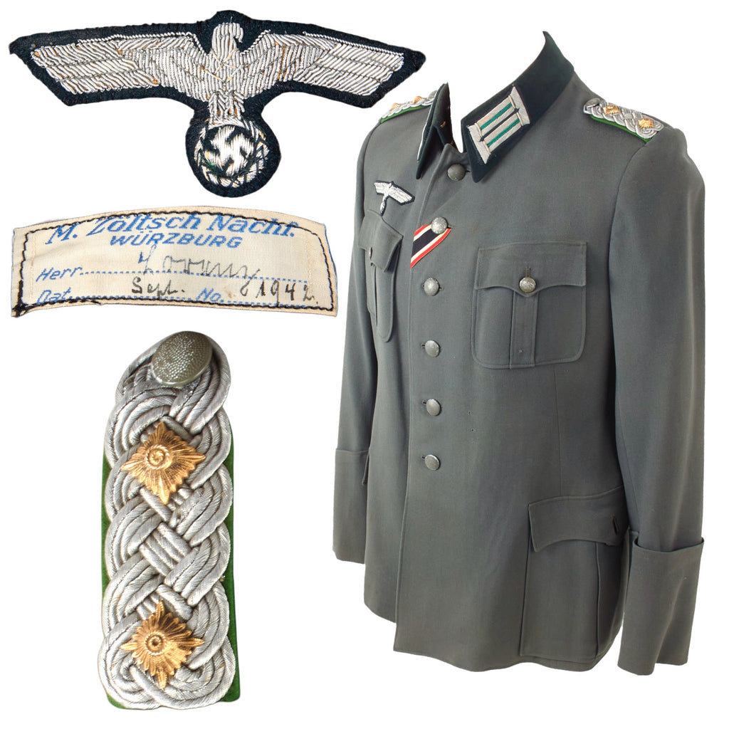 Original German WWII Heer Army Named Panzergrenadier Oberst Officer M36 Service Uniform Tunic with Breeches - Dated 1942 Original Items