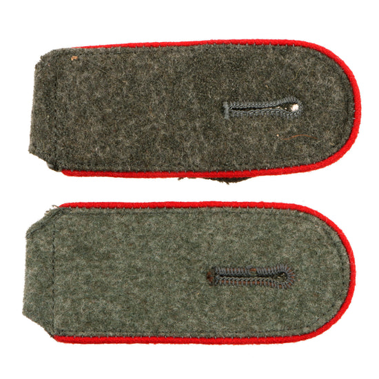 Original German WWII Heer Army Artillery Enlisted Button-Attached Shoulder Boards, Matched Pair with Original Factory String Tie