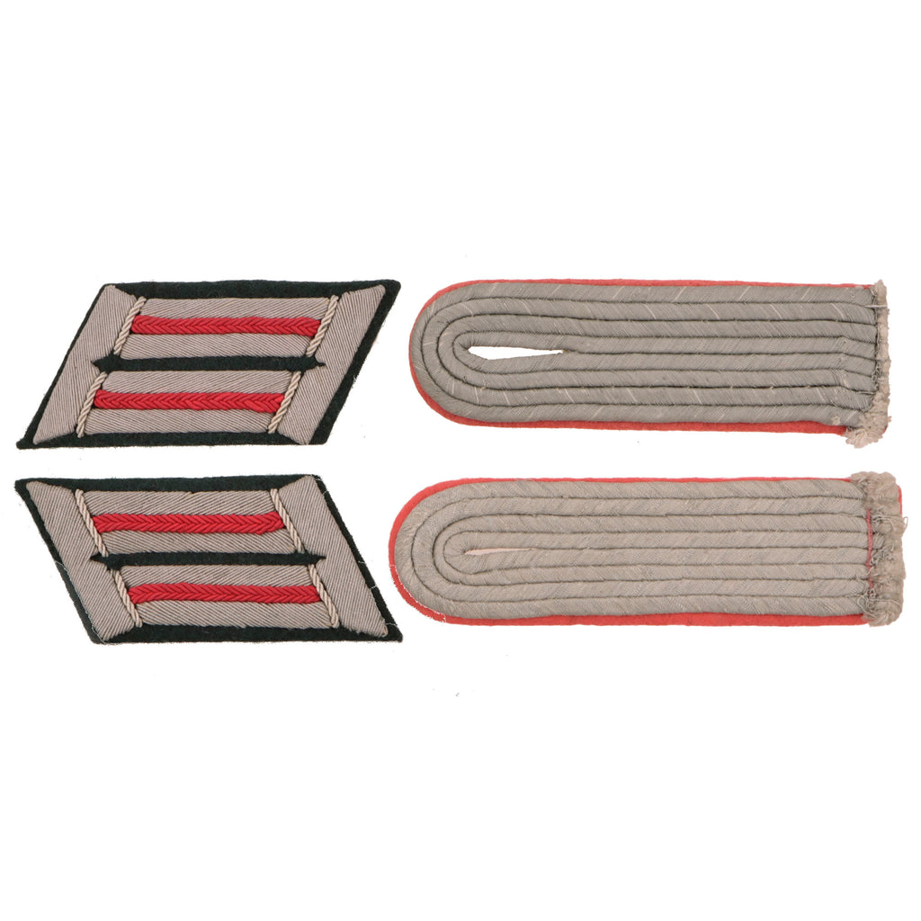 Original German WWII Heer Panzer Leutnant Officer Collar Tabs and Shoulder Boards Rank Insignia Set