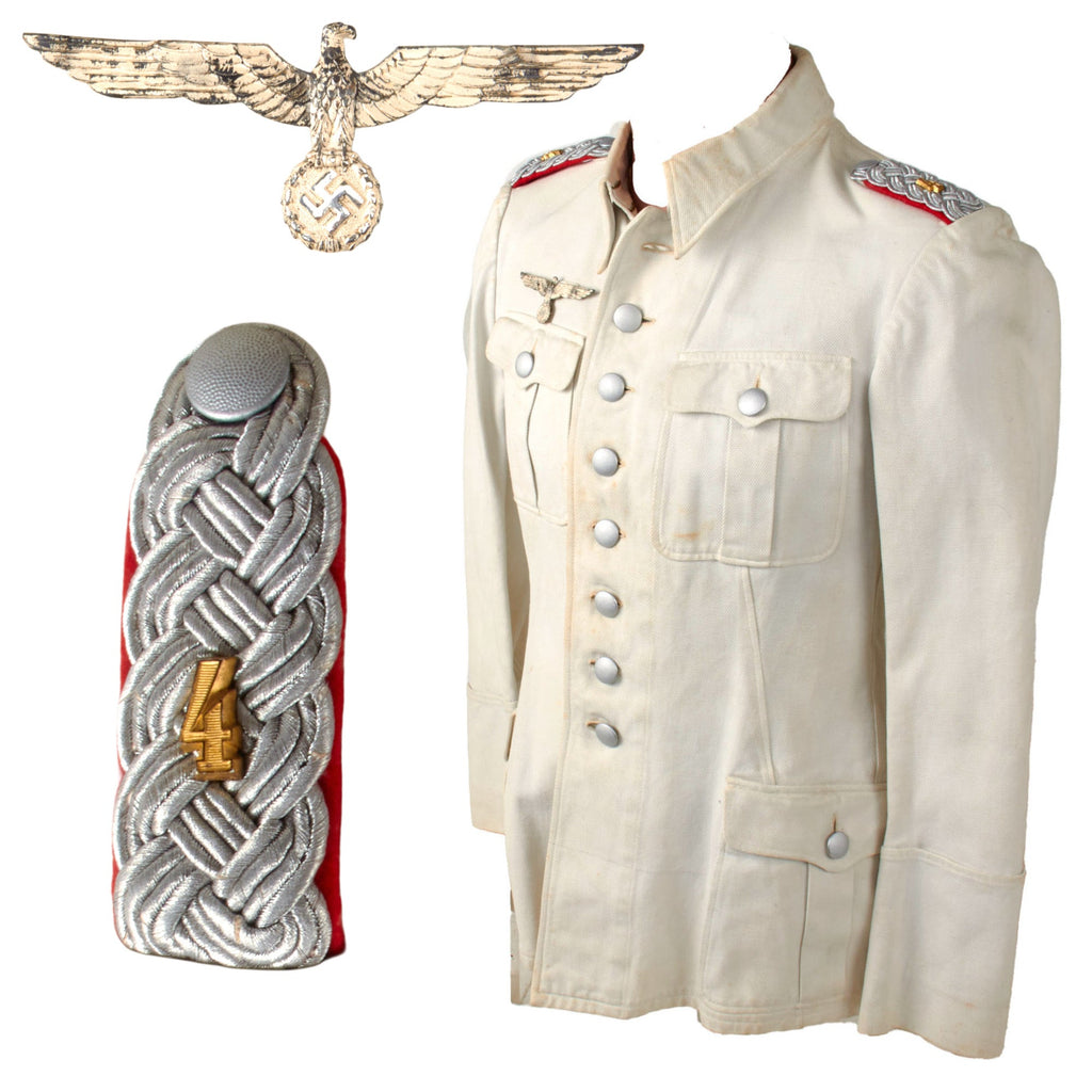Original German WWII Heer Army 4th Artillery Major Officer Summer White Uniform Tunic Original Items