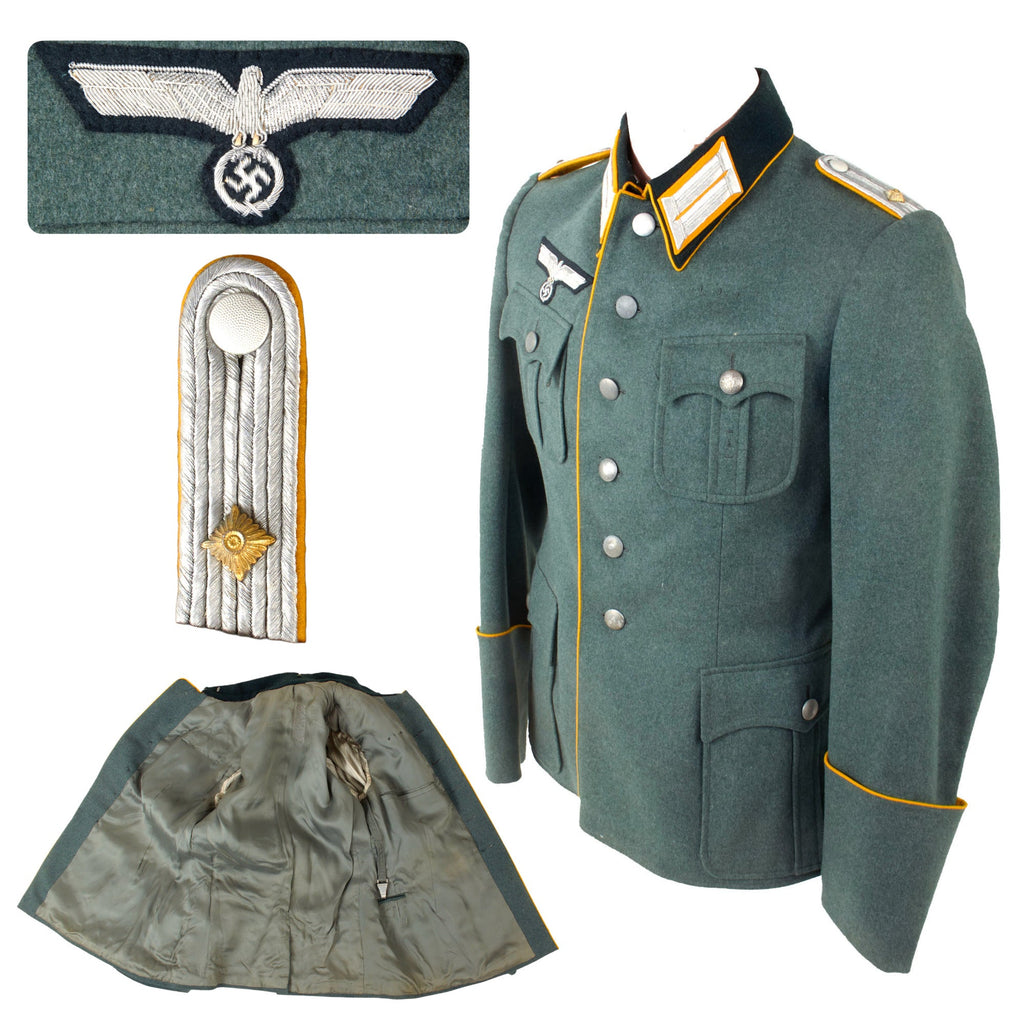 Original German WWII Heer Army Cavalry Oberleutnant’s M36 Service Uniform Tunic with Bullion Breast Eagle Original Items