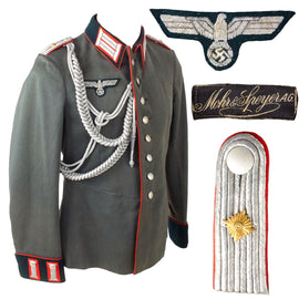 Original German WWII Heer Army Artillery Obereutnant Officer M35 Waffenrock Dress Tunic by Mohr & Speyer A.G. with Aiguillette Cords