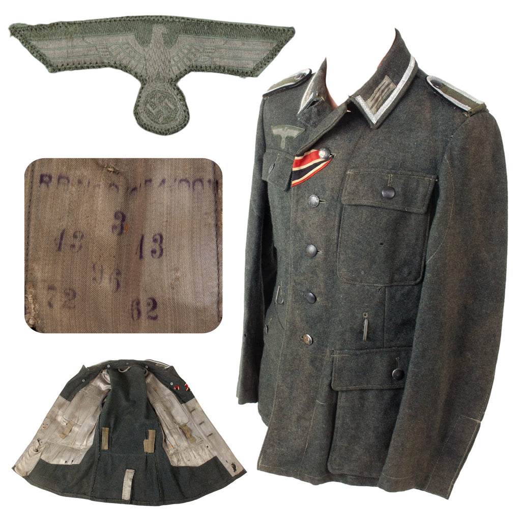 Original German WWII Heer Army Pioneer Corps Unteroffizier NCO M43 Combat Tunic with Medal Ribbons - RBNr. Marked Original Items