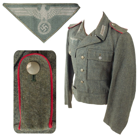 Original German WWII Heer Army Smoke & Chemical Troops Enlisted M44 Field Grey Wool Uniform Tunic - Period Conversion from M43 Tunic Original Items