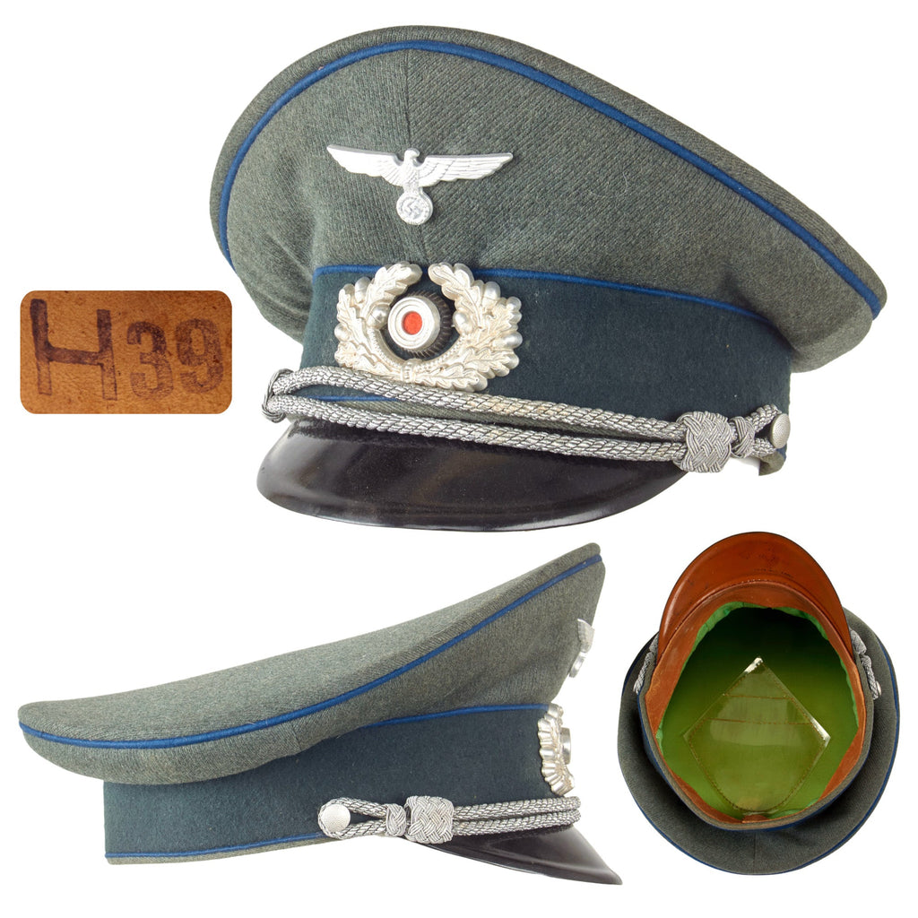 Original German WWII Army Heer Medical Officer Schirmmütze Visor Cap - Marked H39 Original Items