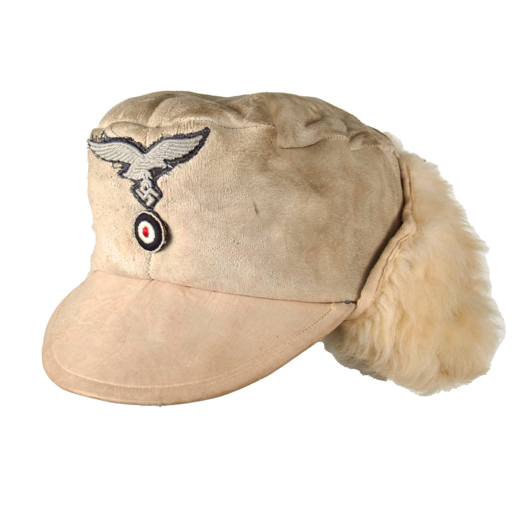 Original German WWII 1942 Dated Eastern Front Luftwaffe M43 Pelzmütze Winter Sheepskin Fur Field Cap by Berolina - Size 56 Original Items