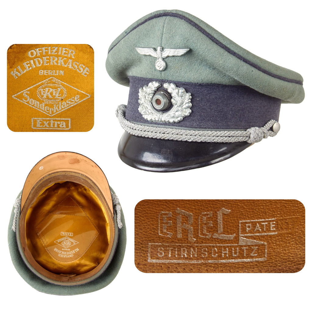Original German WWII Heer Army Sonderführer Civilian Special Leader Officer Schirmmütze Visor Crush Cap by EREL Extra - Double Marked Original Items