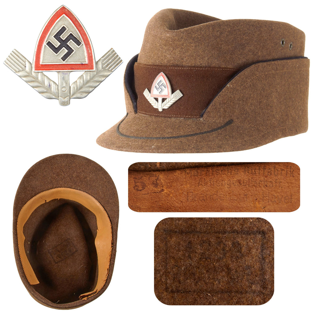 Original German WWII RAD National Labor Service EM/NCO "Robin Hood" Cap - Damaged Sweatband Original Items