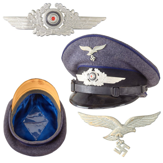Original German WWII Luftwaffe Medical Corps EM/NCO Schirmmütze Visor Crush Cap Original Items