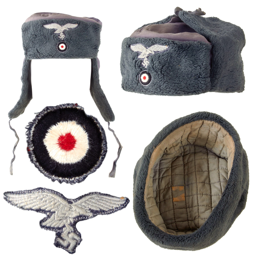 Original German WWII Eastern Front Luftwaffe Soviet Ushanka Style Insulated Winter Cap Original Items