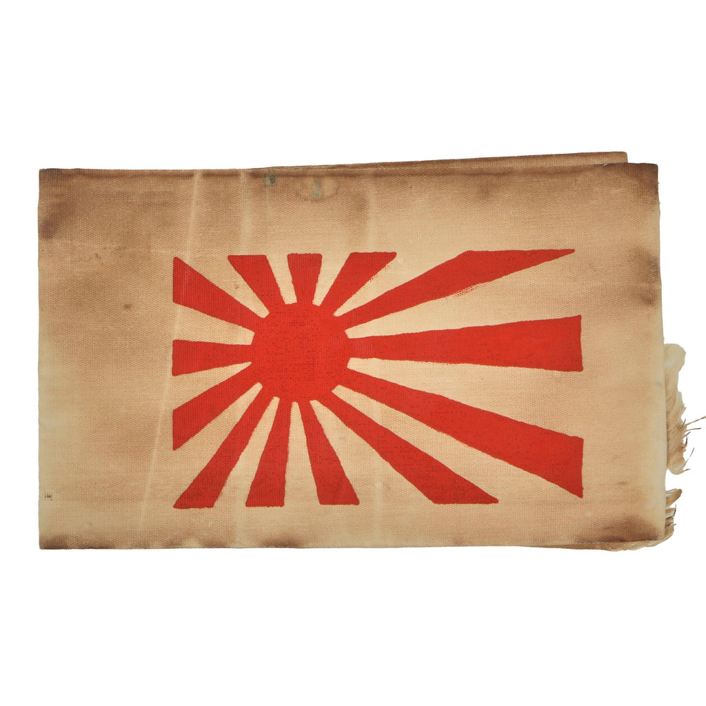 Original Japanese WWII Painted "Kamikaze" Hachimaki Headband with Rising Sun Flag Original Items