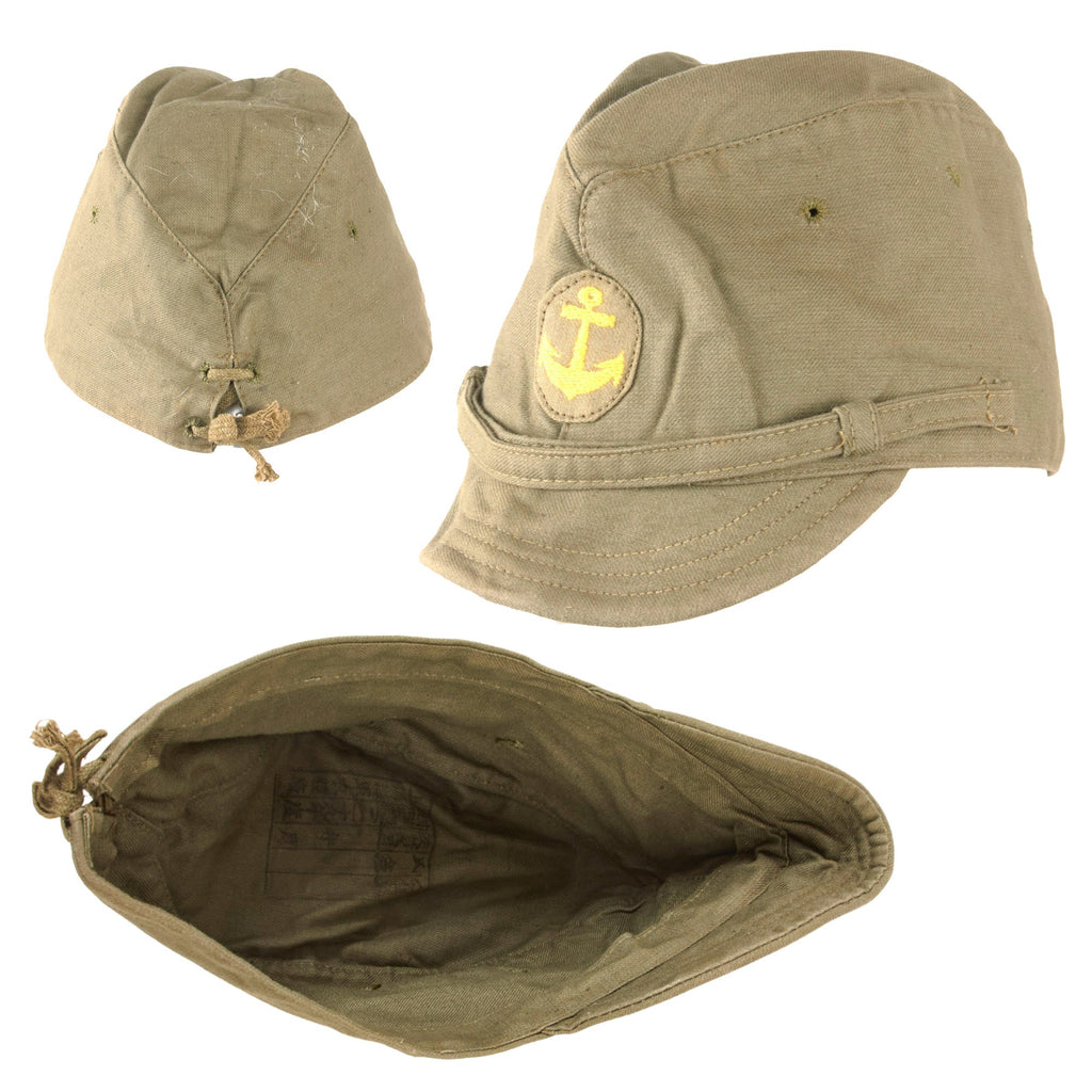 Original Japanese WWII IJN Navy Officer Cotton Forage Cap Dated