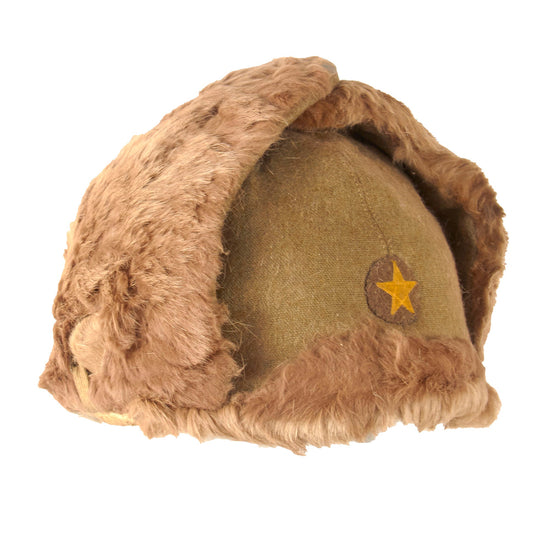 Original WWII Imperial Japanese Army EM/NCO Enlisted Winter Insulated Fur Cap - Size Large Original Items